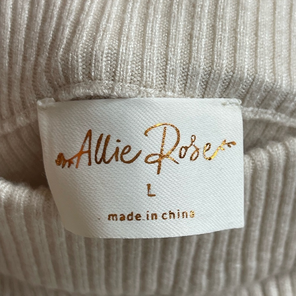 Allie Rose ribbed knit midi skirt in cream - Picture 4 of 8